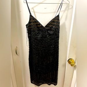 Express black cocktail sequin dress size 10.